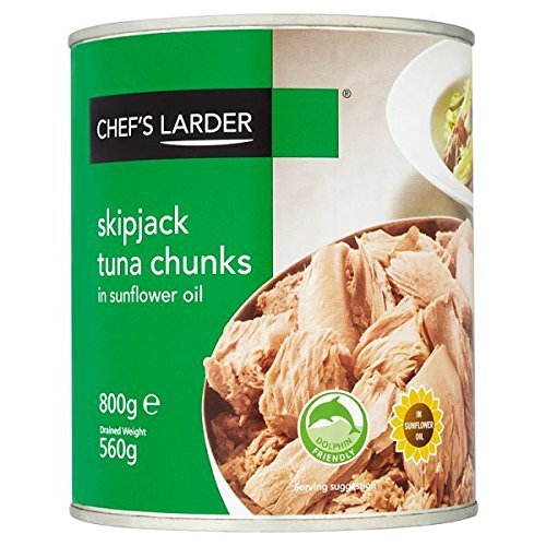 ( 6 Pack ) Chef's Larder Skipjack Tuna Chunks in Sunflower Oil 800g (Drained Weight 560g)