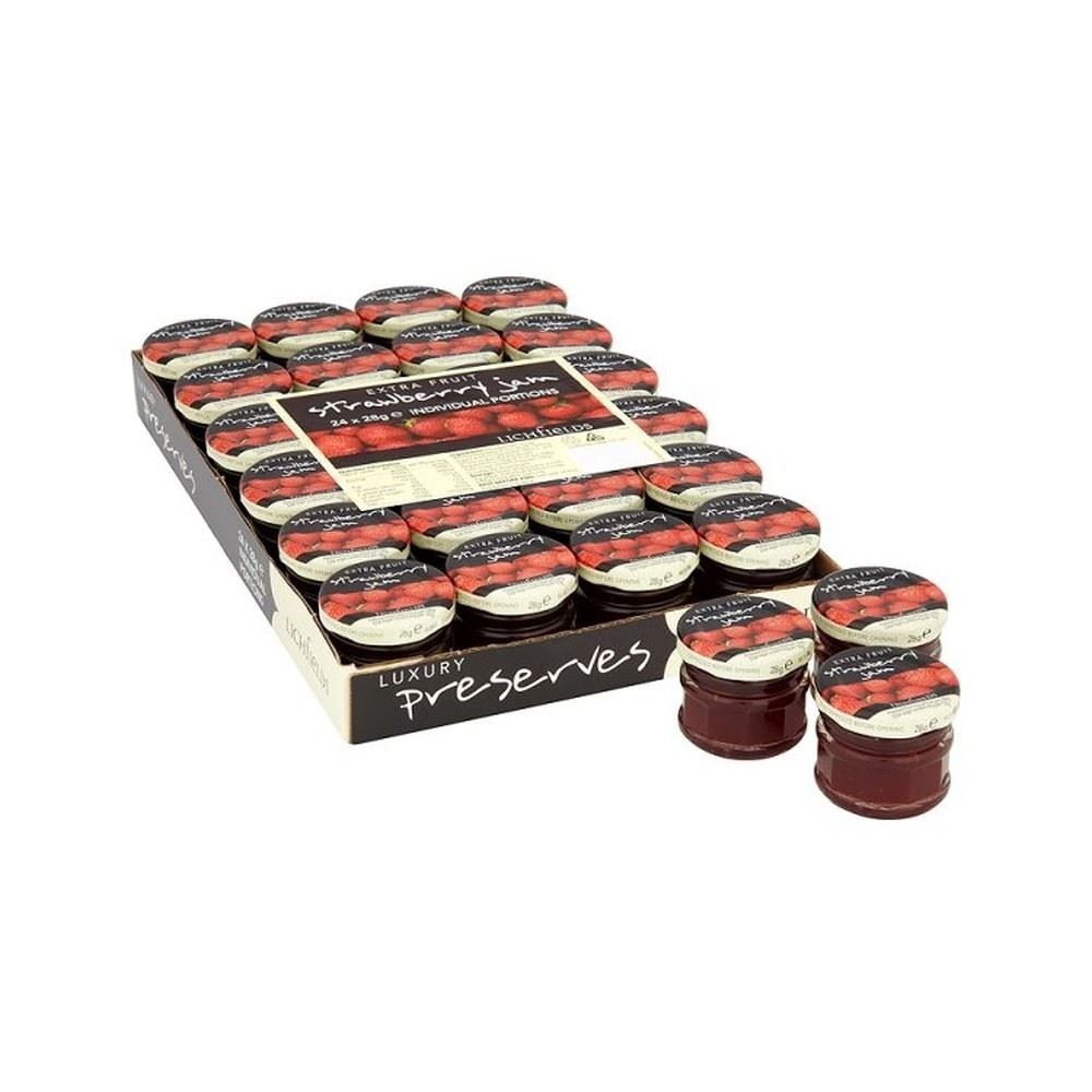 ( 24 Pack ) Lichfields Extra Fruit Strawberry Jam 24 x 28g
