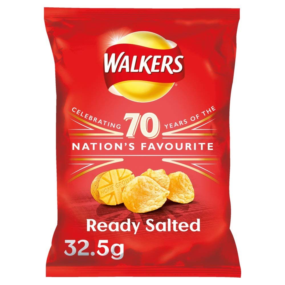 ( 32 Pack ) Walkers Ready Salted Crisps 32.5g