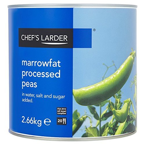 ( 2.66kg Pack ) Chef's Larder Marrowfat Processed Peas in Water, Salt and Sugar Added 2.66kg (Drained Weight 1.6g)