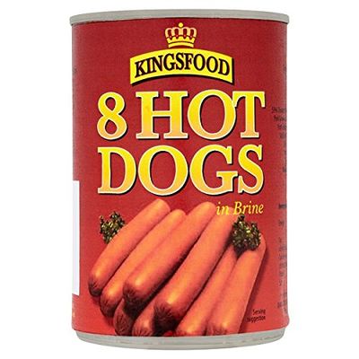 ( 12 Pack ) Kingsfood 8 Hot Dogs in Brine 400g (Drained Weight 184g)