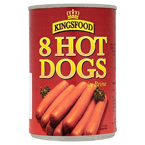 ( 12 Pack ) Kingsfood 8 Hot Dogs in Brine 400g (Drained Weight 184g)