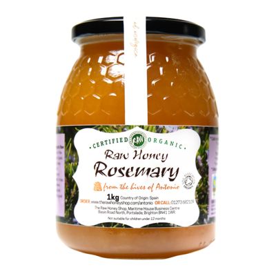Antonio's RAW CERTIFIED ORGANIC ROSEMARY HONEY, 1kg - Platinum Award Winner, Pure Wilderness Honey, Unpasteurised, Single Origin - The Raw Honey Shop