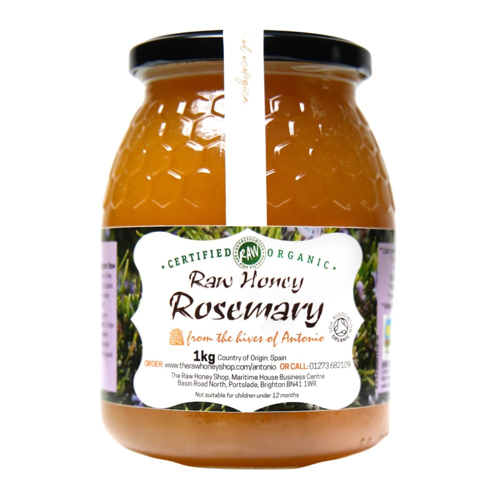 Antonio's RAW CERTIFIED ORGANIC ROSEMARY HONEY, 1kg - Platinum Award Winner, Pure Wilderness Honey, Unpasteurised, Single Origin - The Raw Honey Shop