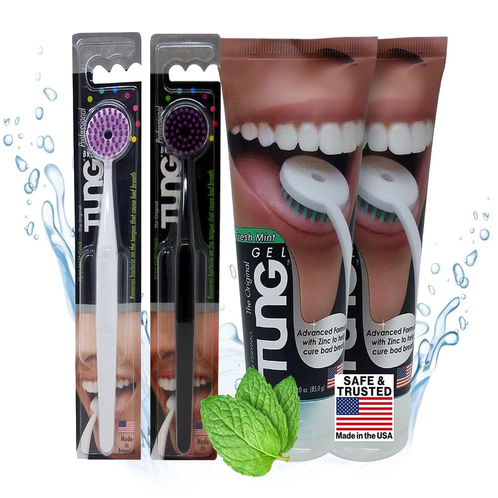 2 Tung Brush & 2 Gel Tongue Cleaner Partner Pack, 4 Count (Pack of 1)