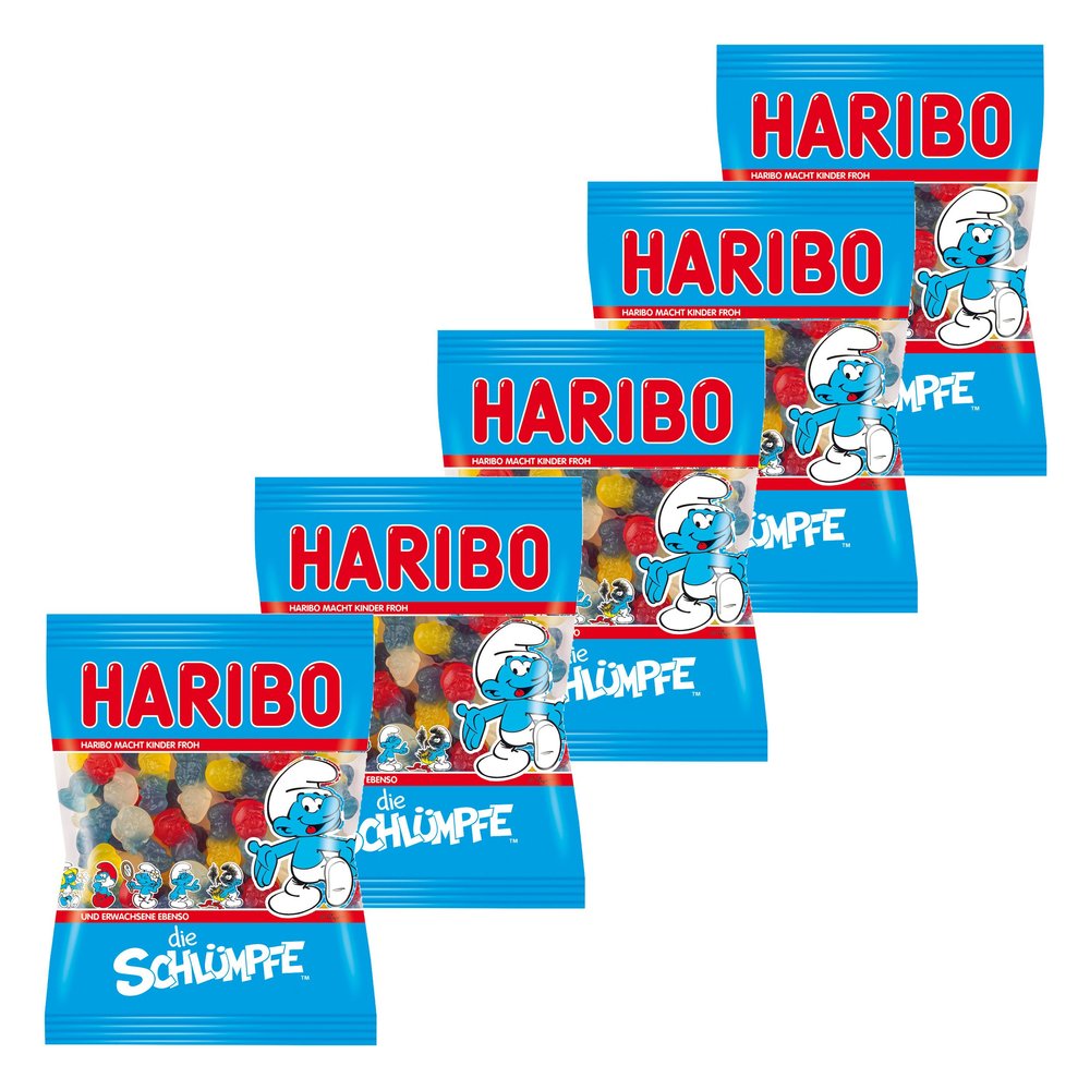 Haribo Smurfs, 5 Piece Package, Gummy Bears, Wine Gums, Sweets, Vegetarian, Bag