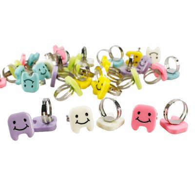 Earlywish 20pcs Cute Tooth Smiling Face Finger Ring Dental Clinic Gift School