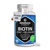 Biotin 10.000 mcg (1year Supply) with Selenium + Zinc, Hair Growth, Skin and Nails Nourishment, 365 Vegan Easy to Swallow Tablets, German Quality, Vitamaze view 1
