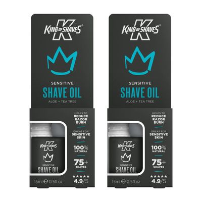 King Of Shaves Sensitive Shaving Oil For Men, For A Close and Comfortable Shave, Suitable for All Skin Types, Shave Oil For Men 2x15ml