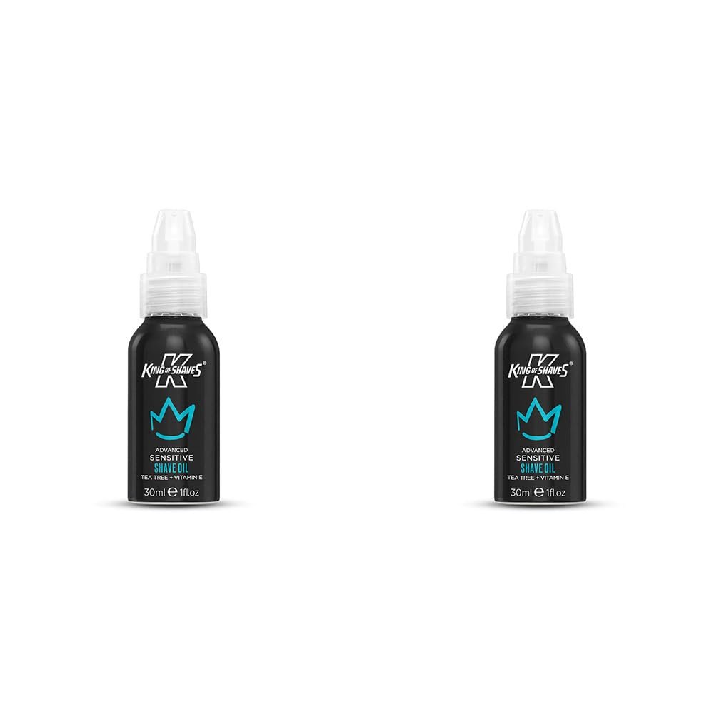 King of Shaves Advanced Sensitive Shaving Oil For Men With Handy Pump, For A Close and Comfortable Shave, Shave Oil For Men, 2x30ml