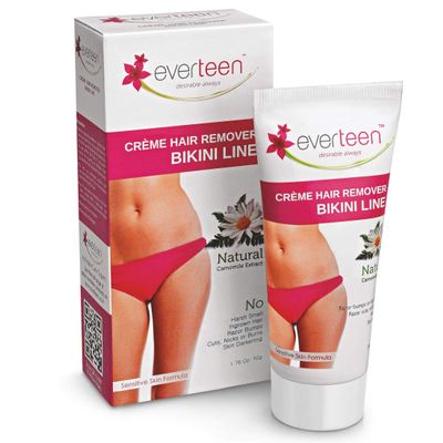Everteen Bikini Line Hair Remover Creme Pack of 2 for bikini line and underarms 50 Grams each