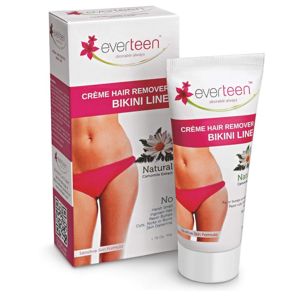 Everteen Bikini Line Hair Remover Creme Pack of 2 for bikini line and underarms 50 Grams each