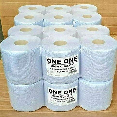 Blue Roll 2 Ply Centrefeed Embossed Kitchen Cleaning Tissue Paper (24)