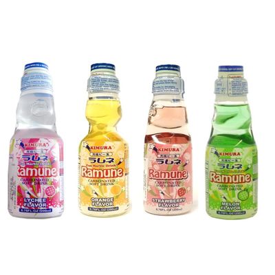 Japanese Ramune 200ml Set of 4 Flavours Melon | Strawberry | Lychee | Orange 4