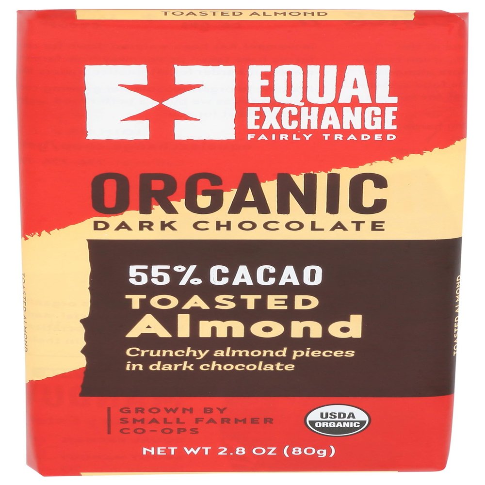 Organic Dark Chocolate, Almond Toasted Pieces 2.8 oz (80 g) - Equal Exchange