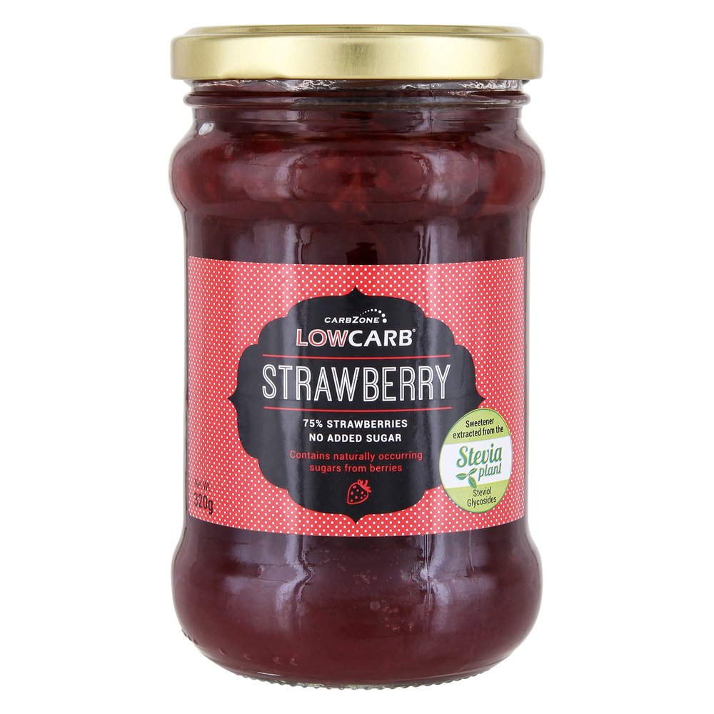 CarbZone Low Carb Strawberry Jam, No Added Sugar, Diabetic Friendly, Vegan Friendly (Pack of 2)