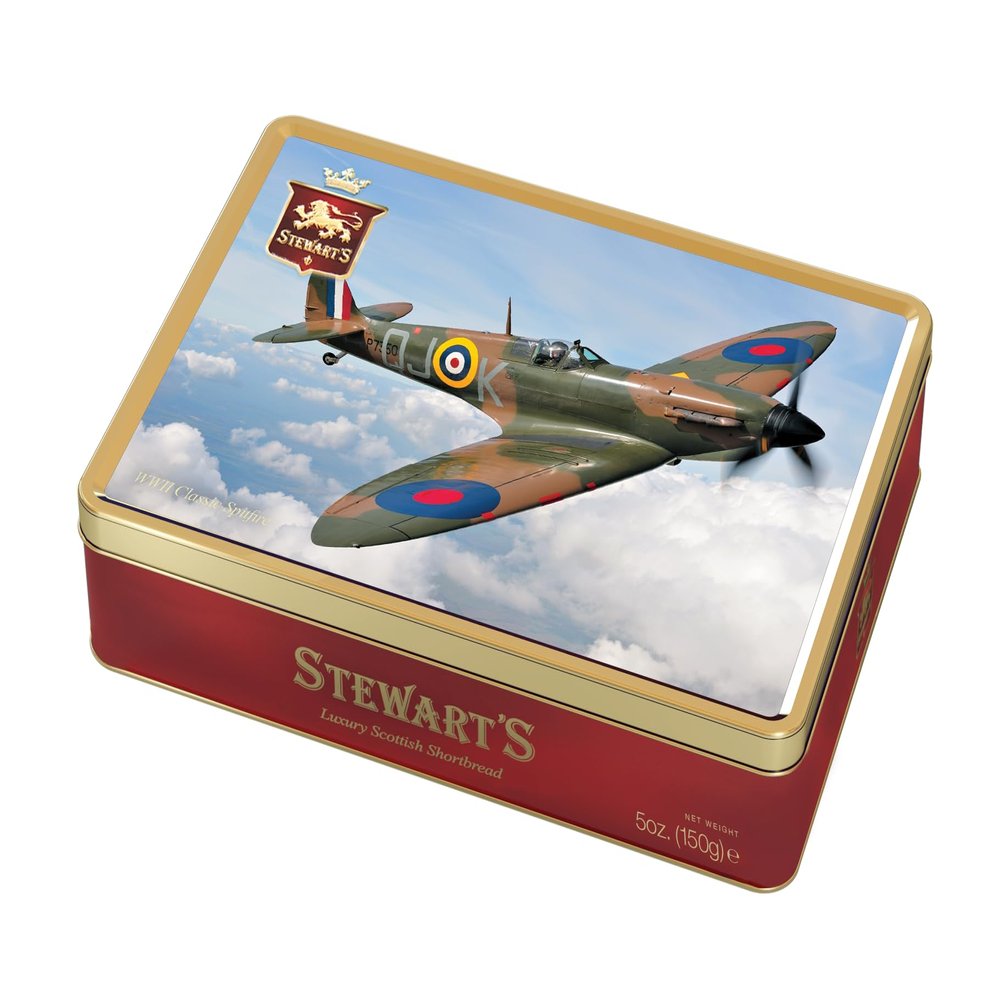 Stewart's - Classic Spitfire Shortbread Gifting Tin (150g) - Traditionally Made Luxury Scottish Shortbread, Delicious Melt-In-Mouth Biscuits, Ideal Collectable Treat to Share, 40 Years Heritage