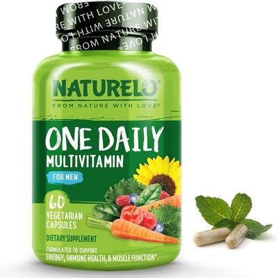 Mens Multivitamin Easy One a Day | 60 Vegan Capsules (2 Month Supply) | 29 Essential Vitamins, Minerals & Fruit & Veg Extracts, for Mens Health, Energy and Performance | NATURELO