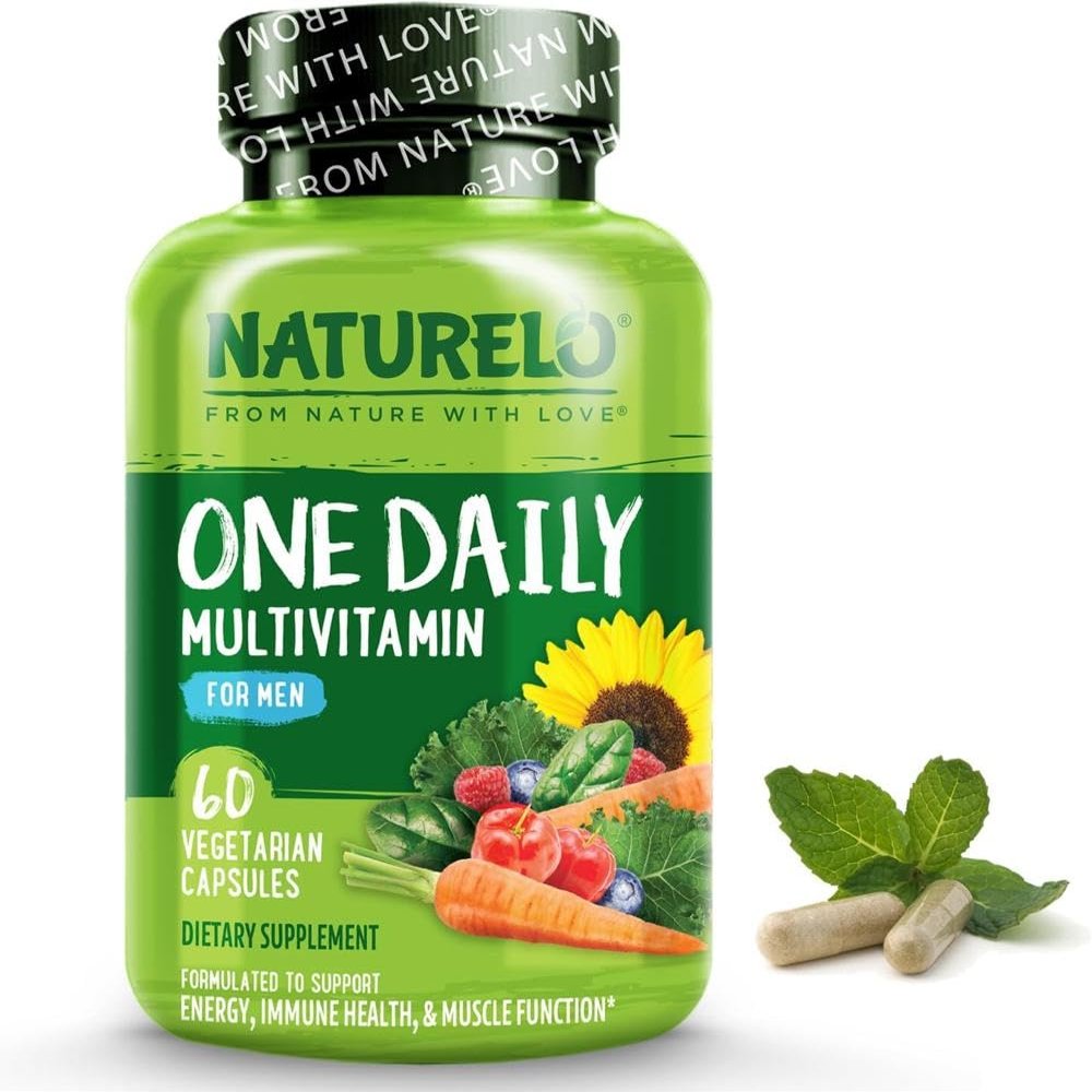 Mens Multivitamin Easy One a Day | 60 Vegan Capsules (2 Month Supply) | 29 Essential Vitamins, Minerals & Fruit & Veg Extracts, for Mens Health, Energy and Performance | NATURELO