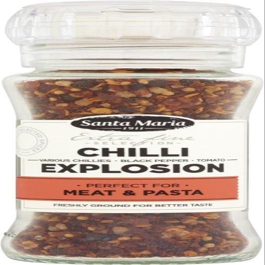 Santa Maria Chilli Explosion Seasoning Grinder  Bold & Spicy Blend That Is Perfect for Tacos, Fajitas & Pasta Made With Salt, Bell Pepper, Chilli & Paprika Mix, 70 g (Pack of 1)
