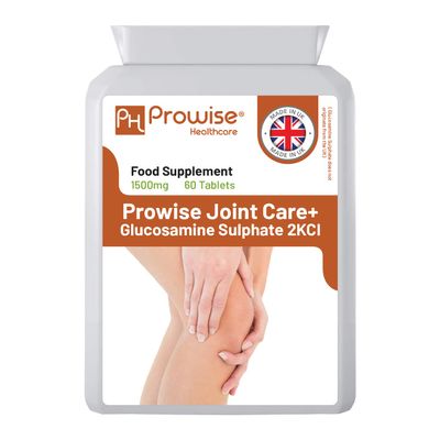 Glucosamine Sulphate 2KCL I Glucosamine 1500mg 60 Tablets (2 Month Supply) I High Strength Glucosamine for Joint Health I Gluten & Dairy Free I Made in The UK by Prowise Healthcare