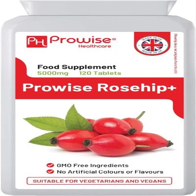 Rosehip+ 5000mg 120 Vegan Tablets | 4 Months Supply | High Strength Rosehip Supplements for Joint Support & Health | Made in UK by Prowise Healthcare