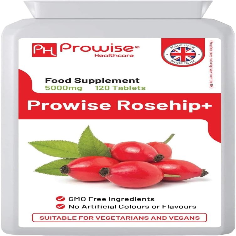 Rosehip+ 5000mg 120 Vegan Tablets | 4 Months Supply | High Strength Rosehip Supplements for Joint Support & Health | Made in UK by Prowise Healthcare