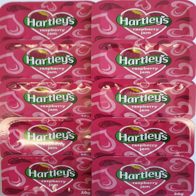 10 x 20g Hartley's Raspberry Jam Portions