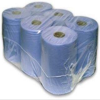 18 Pack 2 Ply Embossed Centre Feed Paper Wipe Rolls