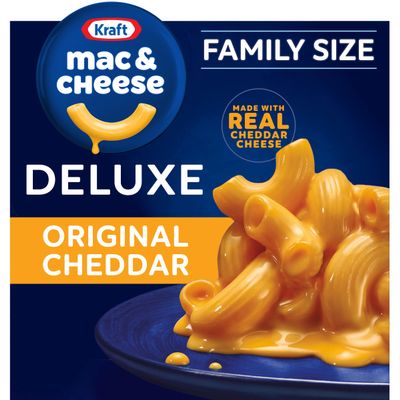 Kraft Deluxe Mac and Cheese, 1 Family Size Box, for Easy Dinner or Dinner Sides, Original Cheddar Flavor, No Artificial Dyes or Flavors, 24 oz