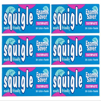 Squigle Enamel Saver Toothpaste - 36% Xylitol, Contains Fluoride, SLS Free, Prevents Mouth Ulcers, Canker Sores, Bad Breath, Perioral Dermatitis, Chapped Lips. Soothes & Protects Dry Mouths - 6 Pack