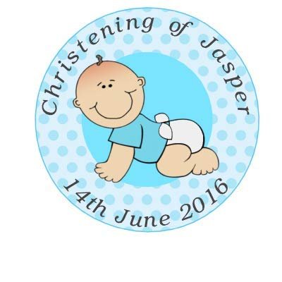 30 x Pre Cut Blue Boy Personalised Christening/Dedication/Baptism/Confirmation Cup Cake - Fairy Cake Toppers/Decorations Edible Wafer Paper