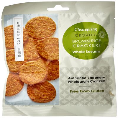 Clearspring Whole Sesame Brown Rice Crackers, 40 g
