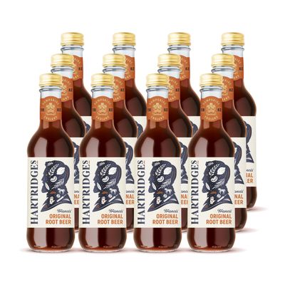 Hartridges 330ml Sparkling Root Beer - Pack of 12 of 330ml Glass Bottles. Sparkling Drink with Natural Extracts and No Artificial Colours. Suitable for Vegans