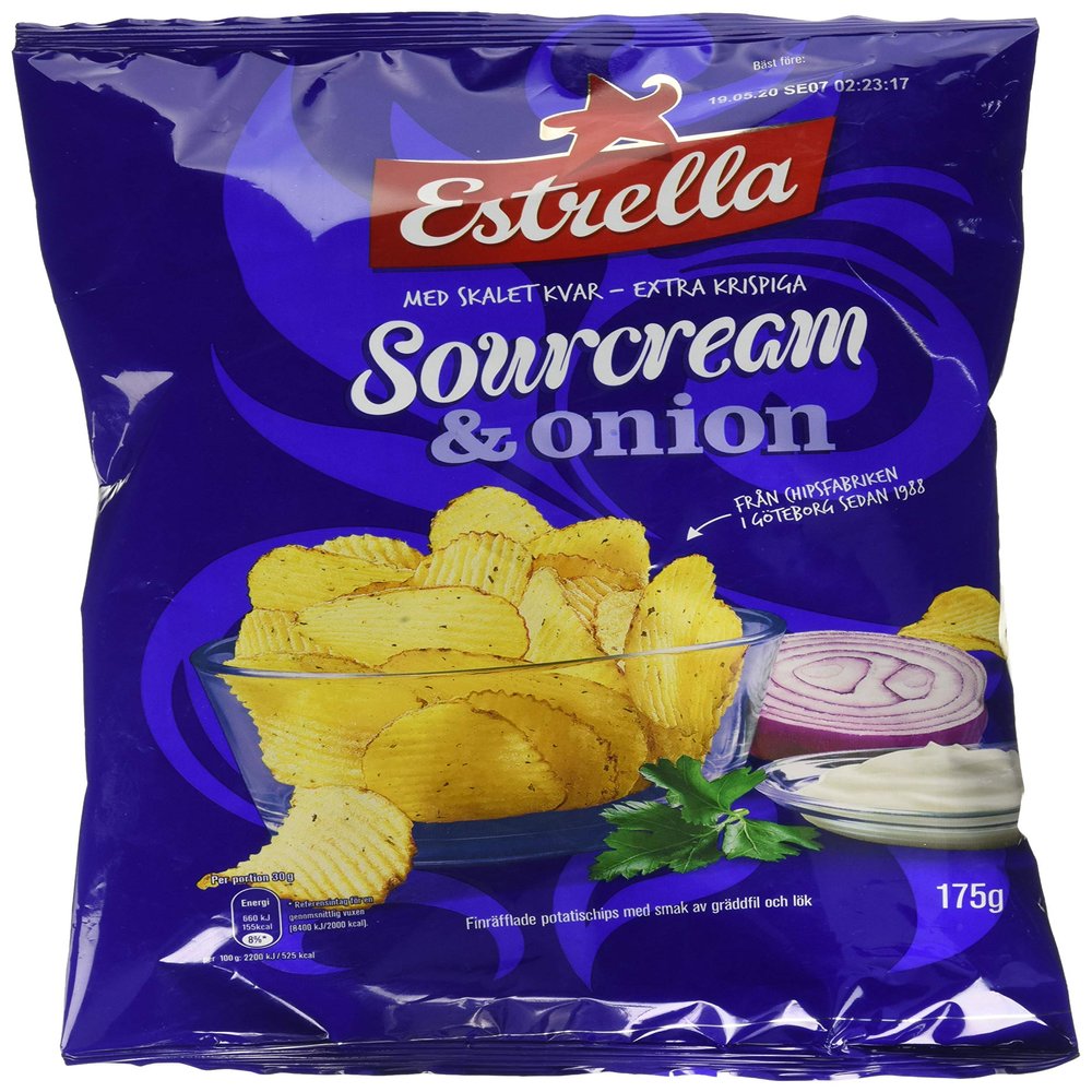 Estrella Sour Cream and Onion Crisps, 175 g