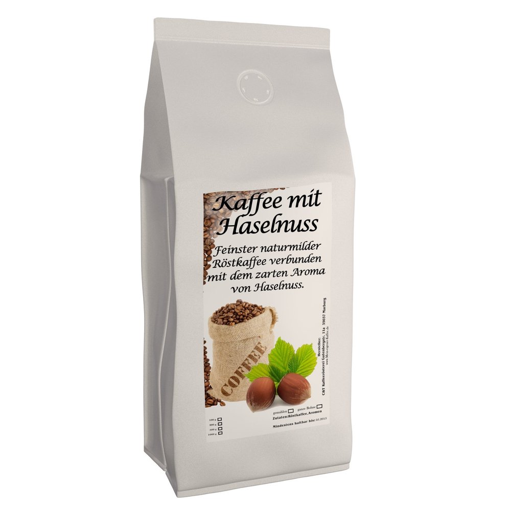Aromakaffee - Flavored coffee - whole beans - freshly roasted by us (hazelnut, 1000 g)