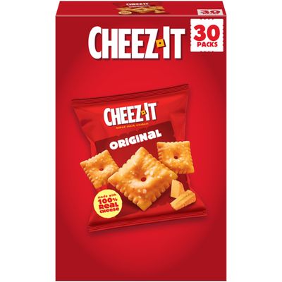 Cheez-It Original Cheese Crackers - School Lunch Food, Baked Snack, Single Serve, 1 oz (28 g) Bag (Pack of 30)