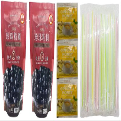 2 Packs of Boba Tapioca Pearl Bubble With 1 Pack of 50 Boba Straw