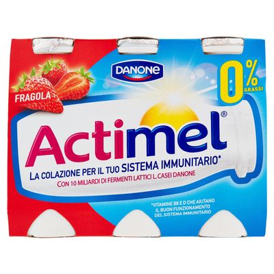 Danone Actimel Strawberry 0% Fat, 6 x 100g