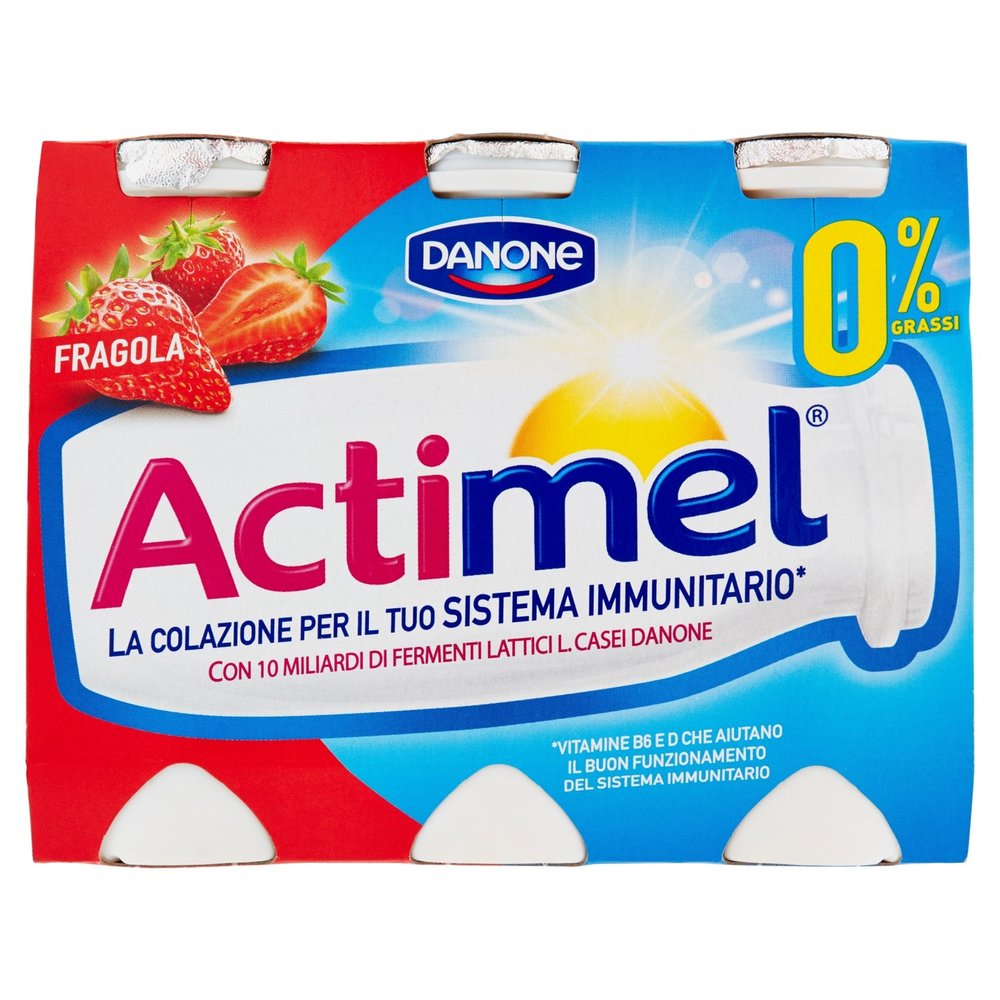 Danone Actimel Strawberry 0% Fat, 6 x 100g