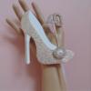 18th Birthday Cake Decoration Gold and White Shoe with Crystal Button Embellishment and Diamante Number (Non- Edible) view 2