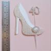 18th Birthday Cake Decoration Gold and White Shoe with Crystal Button Embellishment and Diamante Number (Non- Edible) view 3
