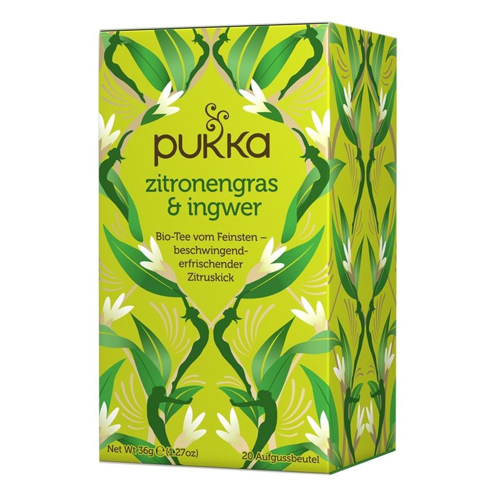 Pukka Organic Ginger & Lemongrass Tea, Pack of 1 (20 x 1.8 g Tea Bags) - Organic