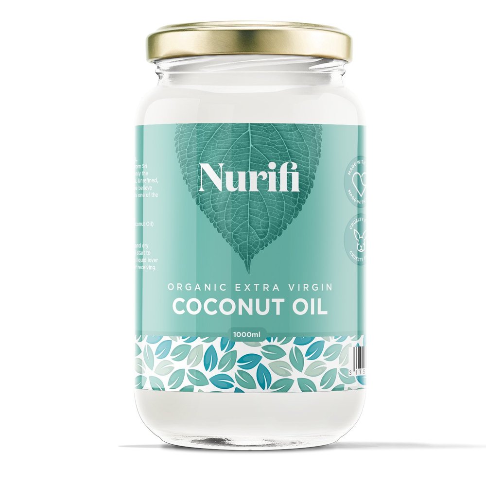 1L Organic Extra Virgin Coconut Oil - Pure, Raw & Cold Pressed - Suitable for Cooking, Baking, Haircare & Skincare