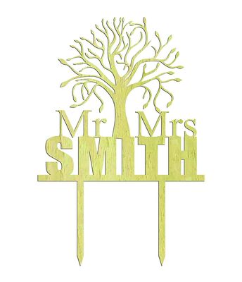 Darling Souvenir Mr and Mrs Wedding Cake Topper Rustic Wooden Tree Cake Topper 5"- 6" Inches Wide