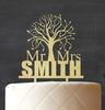 Darling Souvenir Mr and Mrs Wedding Cake Topper Rustic Wooden Tree Cake Topper 5"- 6" Inches Wide view 3