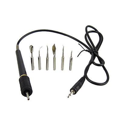 Earlywish 1 Wax Carving Pen Pencil & 6 Tips Pot for Dental Lab Electronic Waxer