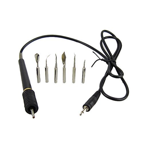 Earlywish 1 Wax Carving Pen Pencil & 6 Tips Pot for Dental Lab Electronic Waxer