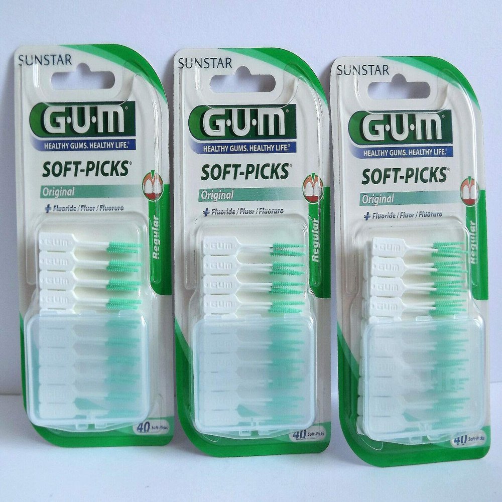 GUM Soft Picks Original Interdental Brushes Pack of 40 (3 x 40 Brushes)