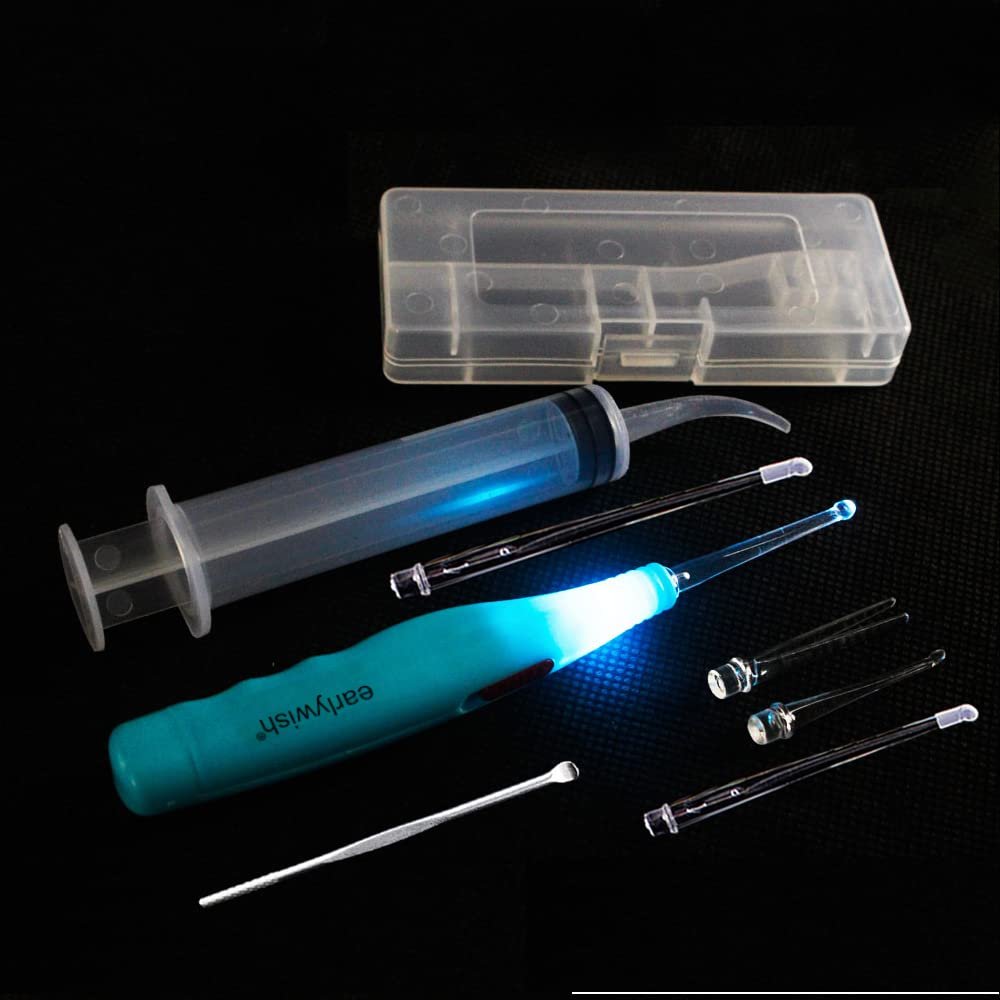 Earlywish Upgraded 6.75" Long Non-Slip Tonsil Stone Removing Tool Pick + 3 Adapters+ Irrigation Syringe (Blue)